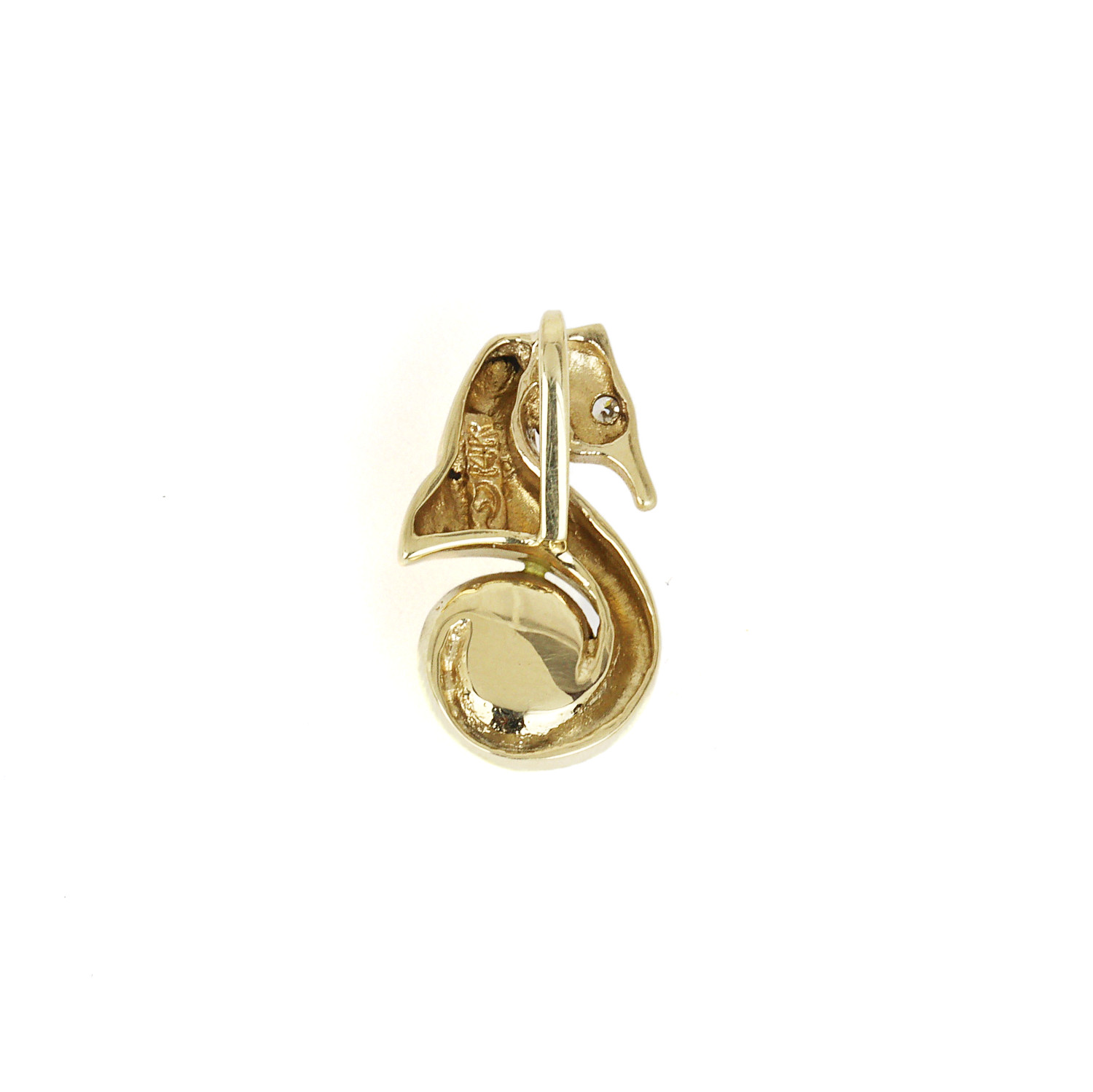 Gallery image of this Women’s 14k Yellow Gold Diamond, Pearl Seahorse Pendant