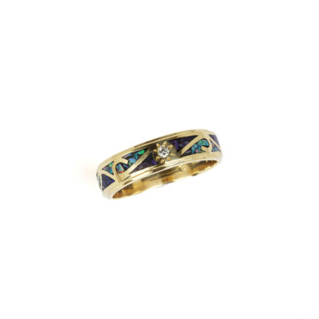 Featured image of this Women’s 14k Yellow Gold Diamond, Opal Band Ring