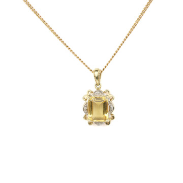 Featured image of this Women’s 10k Yellow & White Gold Citrine, Diamond Pendant Necklace