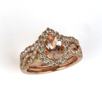 Featured image of this Neil Lane Women’s 14k Rose Gold Bridal Ring Morganite Diamond