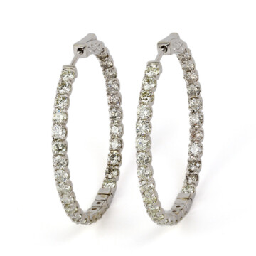 Featured image of this Women’s 14k White Gold, Diamond Large Hoop Earrings