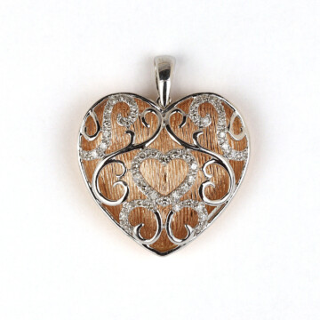 Featured image of this Women’s 14k White & Rose Gold Diamond Heart Pendant