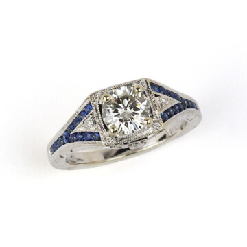 Featured image of this Women’s 14k White Gold, Diamond, Sapphire Vintage Style Ring