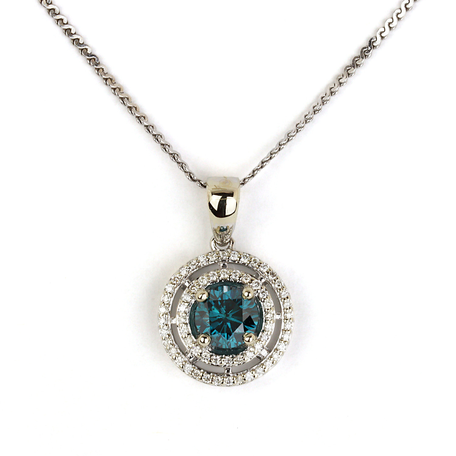 Featured image of this Women’s 14k White Gold Blue & White Diamond Necklace