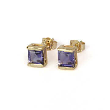 Featured image of this Women’s 14k Yellow Gold Stud Earrings with Iolite
