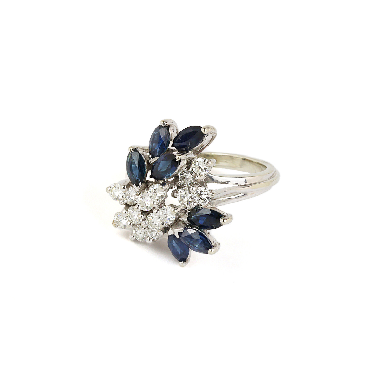 Gallery image of this Women’s 14k White Gold Diamond, Sapphire Ring