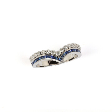 Featured image of this Women’s 14k White Gold Diamond, Sapphire Chevron Ring