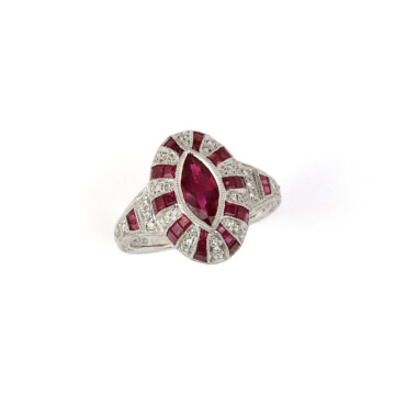 Featured image of this Women’s 14k White Gold, Diamond, Ruby Ring