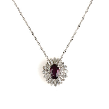Featured image of this Women’s 14k White Gold, Diamond, Ruby Pendant Necklace