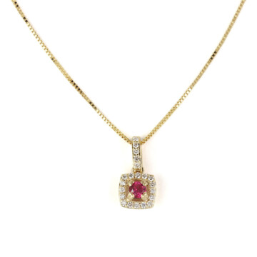 Featured image of this Women’s 14k Yellow Gold, Diamond, Ruby Pendant Necklace