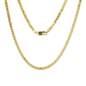 Featured image of this Unisex 14k Yellow Gold Wide Wheat Chain Necklace