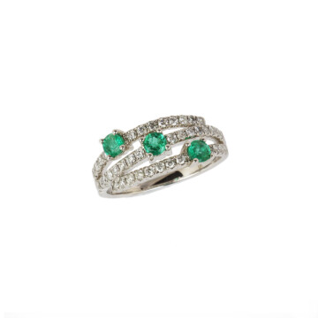 Featured image of this Women’s 14k White Gold Diamond, Emerald Ring