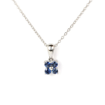 Featured image of this Women’s 14k White Gold Flower Sapphire Pendant Necklace