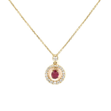 Featured image of this Women’s 14k Yellow Gold Diamond, Ruby Pendant Necklace