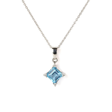 Featured image of this Women’s 14k White Gold Diamond, Topaz Pendant Necklace