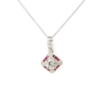 Featured image of this Women’s 14k White Gold Diamond, Ruby Pendant Necklace