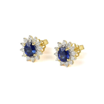 Featured image of this Women’s 18k Yellow Gold Diamond, Sapphire Stud Earrings