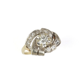 Featured image of this Vintage Women’s 14k Yellow & White Gold Diamond Ring