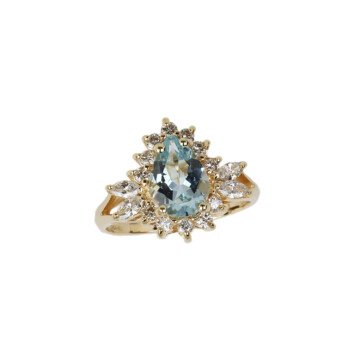 Featured image of this Women’s 14k Yellow Gold Aquamarine, Diamond Ring