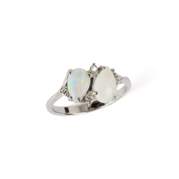 Featured image of this Women’s 14k White Gold, Diamond, Opal Ring