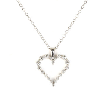 Women's 14k White Gold Diamond Heart Pendant Necklace
