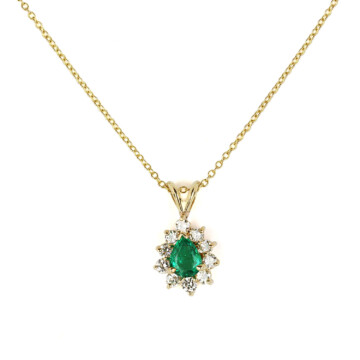 Featured image of this Women’s 14k Yellow Gold Diamond, Emerald Pendant Necklace