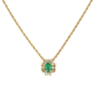 Featured image of this Women’s 14k Yellow Gold Diamond, Emerald Pendant Necklace