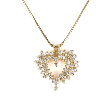 Featured image of this Women’s 14k Yellow Gold Diamond Heart Pendant Necklace