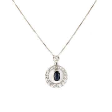 Featured image of this Women’s 14k White Gold Diamond, Sapphire Pendant Necklace