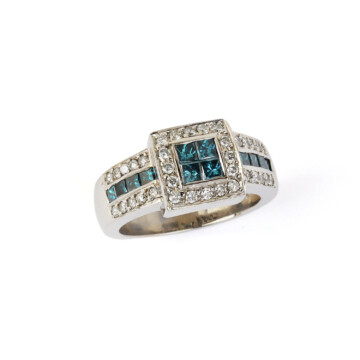 Featured image of this Women’s 14k White Gold Blue & Clear Diamond Ring