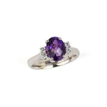 Featured image of this Women’s 14k White Gold Amethyst, Diamond Ring