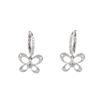 Featured image of this Women’s 14k White Gold Diamond Butterfly Dangle Earrings