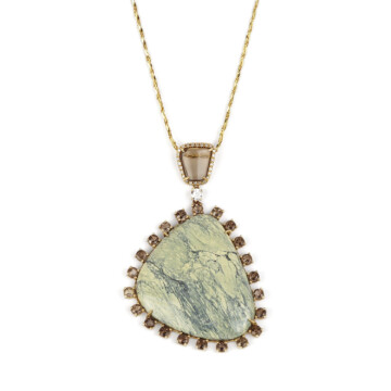 Featured image of this Women’s 14k Yellow Gold Diamond, Smoky Quartz, Turquoise Pendant Necklace