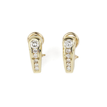 Featured image of this Women’s 14k Yellow Gold Diamond Omega Back Drop Earrings