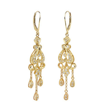 Featured image of this Women’s 14k Yellow Gold Diamond Dangle Earrings
