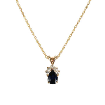 Featured image of this Women’s 14k Yellow Gold Diamond, Sapphire Pendant Necklace
