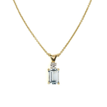 Featured image of this Women’s 14k Yellow Gold Aquamarine, Diamond Pendant Necklace