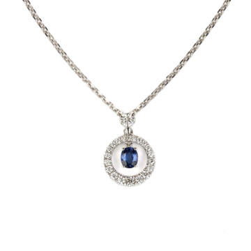 Featured image of this Women’s 14k White Gold Diamond, Sapphire Pendant Necklace