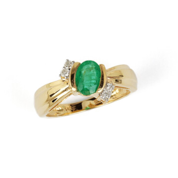 Featured image of this Women’s 14k Yellow Gold Diamond, Emerald Ring