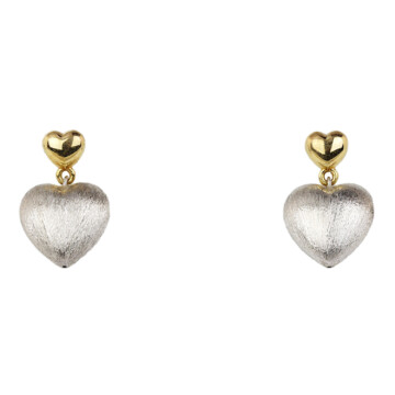 Featured image of this Women’s 18k Yellow & White Gold Dangle Heart Earrings