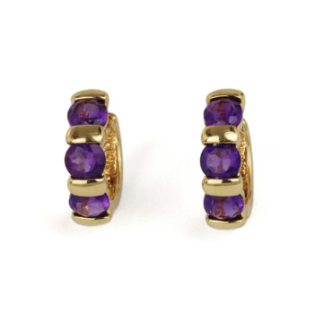 Featured image of this Women’s 14k Yellow Gold Amethyst Hoop Earrings