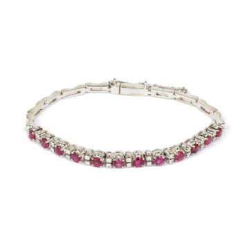 Featured image of this Women’s 10k White Gold Diamond, Ruby Link Bracelet