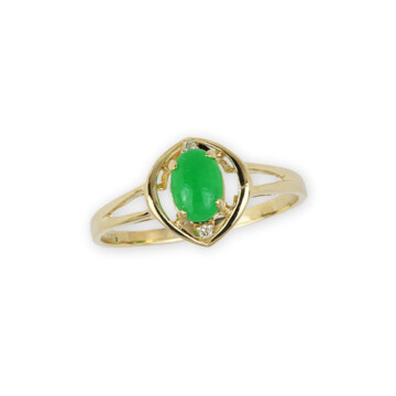 Featured image of this Women’s 14k Yellow Gold Jadeite & Diamond Ring