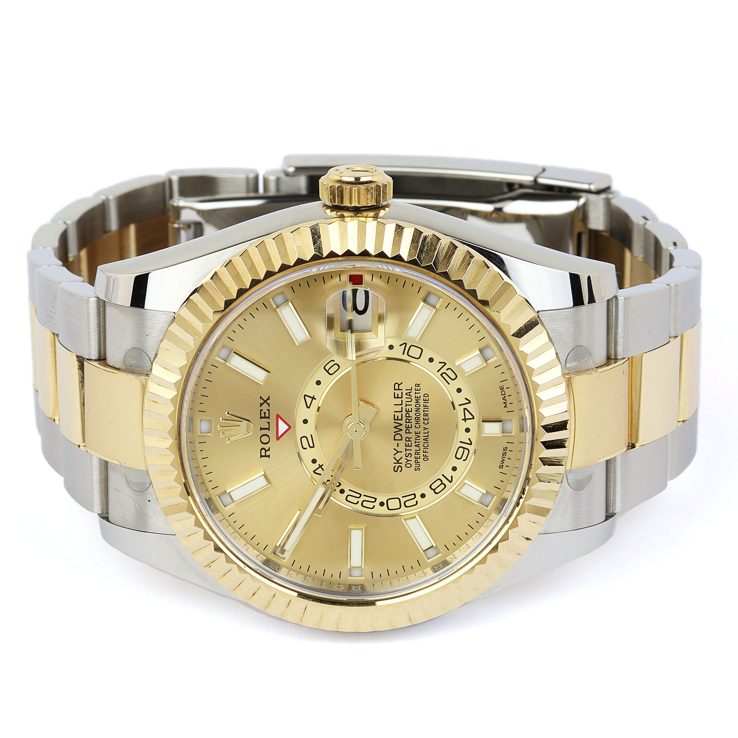 Gallery image of this Men’s Rolex 18k Yellow Gold, Stainless Steel Sky Dweller Wristwatch – 42mm Case