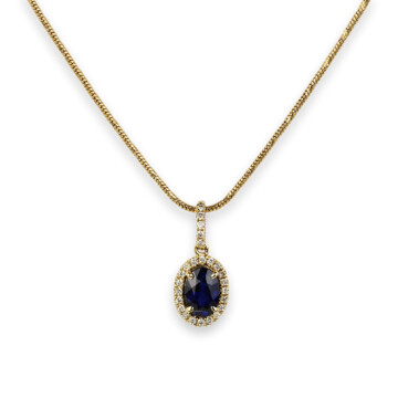 Featured image of this Women’s 14k Yellow Gold Diamond, Sapphire Necklace