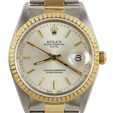 Featured image of this Men’s 18k Yellow Gold, Stainless Steel Oyster Perpetual Rolex Wristwatch – 34mm Case