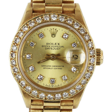 Featured image of this Women’s 18k Yellow Gold Diamond President Rolex Wristwatch – 26mm Case