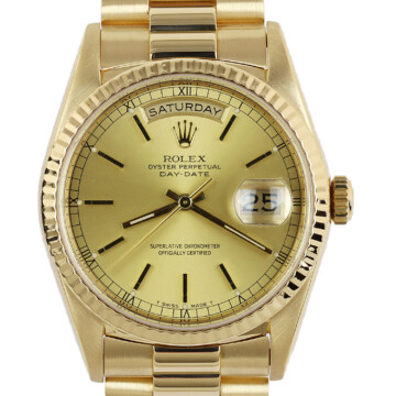 Featured image of this Men’s 18k Yellow Gold President Rolex Wristwatch – 36mm Case