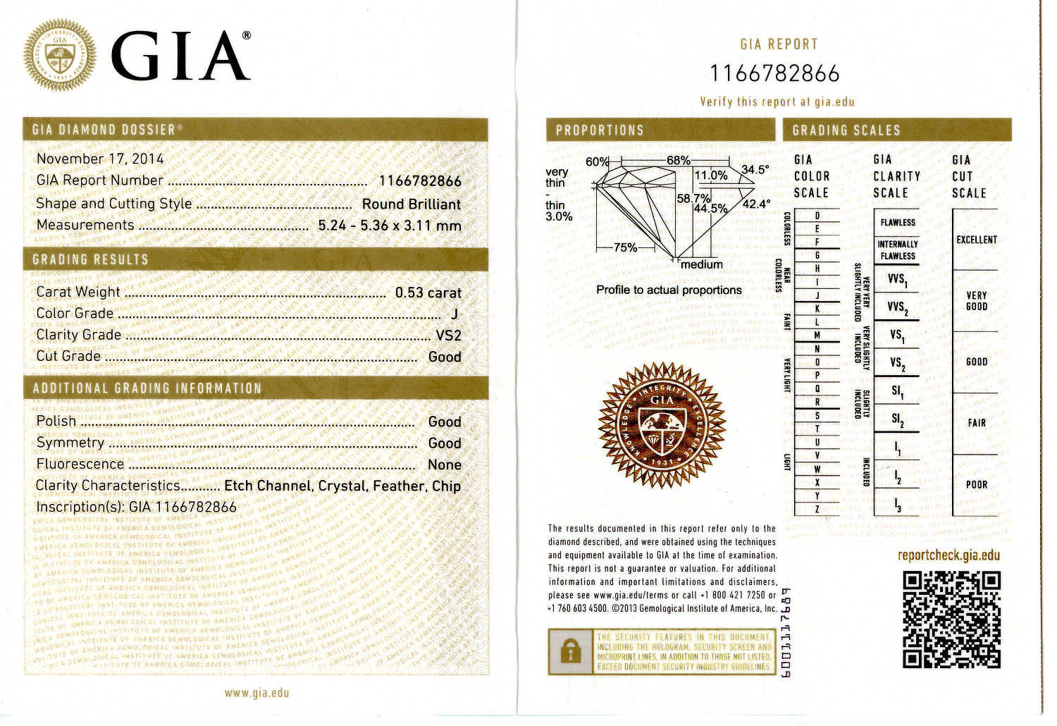 Gallery image of this GIA Certified 0.53ct Round Brilliant Cut Diamond J/VS2