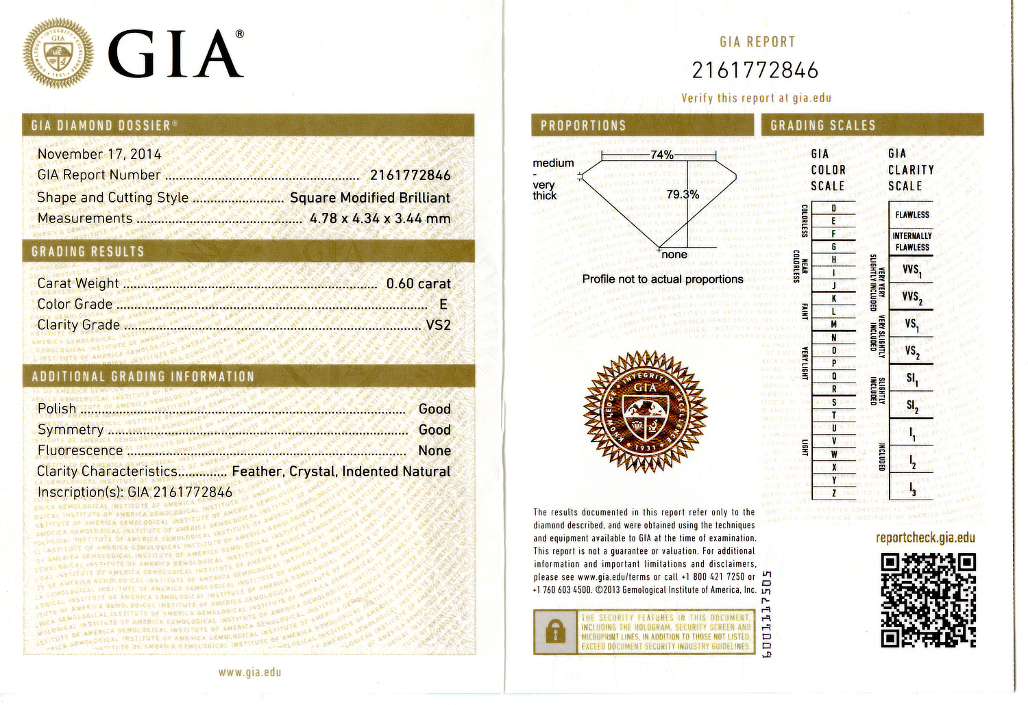 Gallery image of this GIA Certified 0.60ct Princess Cut Diamond E/VS2